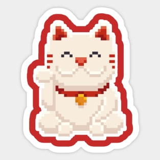 Japanese 8-Bit Lucky Cat Maneki neko Sticker